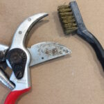 Garden pruner sharpening and cleaning